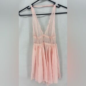 Victoria’s Secret Sheer Pink Lace Babydoll Nightgown Lingerie Size Small